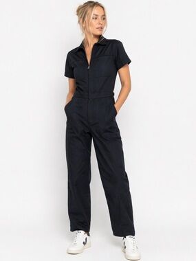 Beach Riot Racetrack Twill Jumpsuit in Black size small
